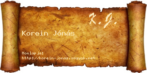 Korein Jónás névjegykártya